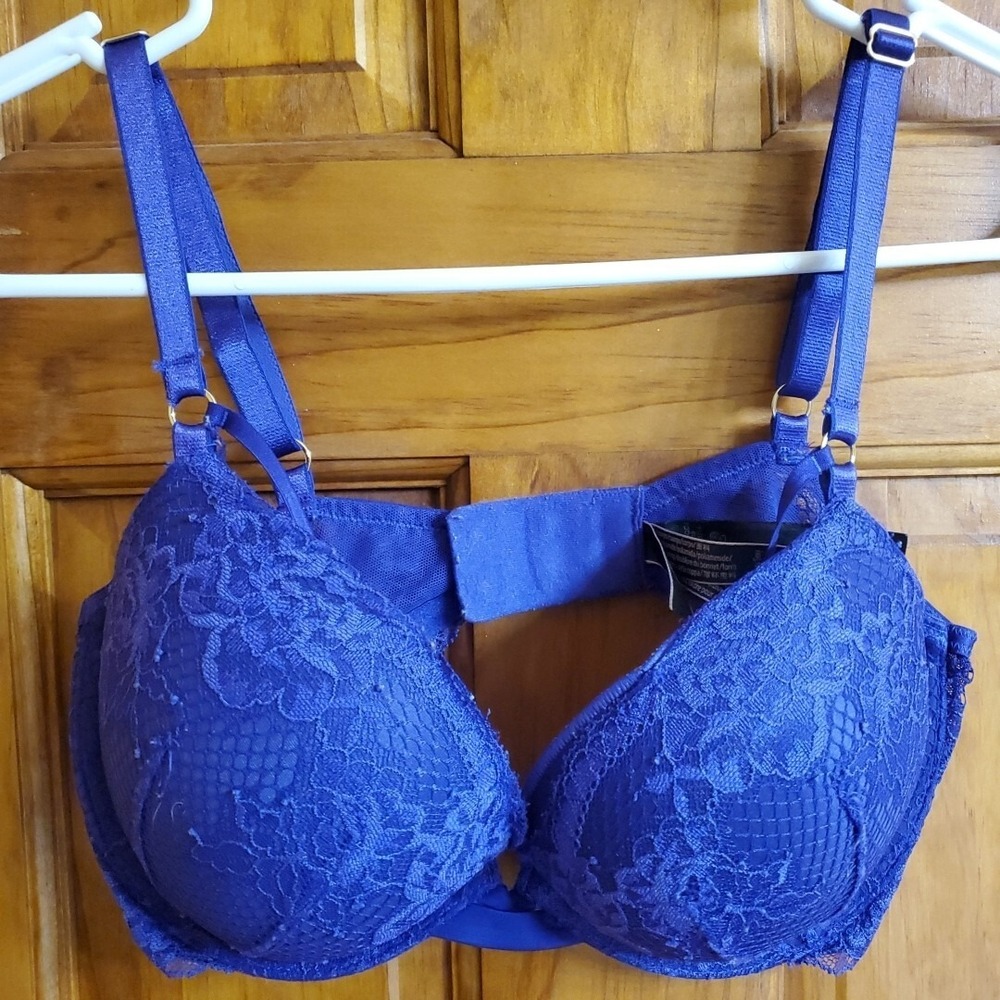 Victoria's Secret 34Dâ Push-Up Bra Women Blue Lace Very Sexy Lingerie Underwire